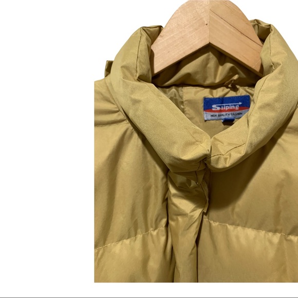 SAIPING HIGH QUALITY FASHION GOLD FULL ZIP VELCRO QUILTED PUFFER JACKET SIZE S/P - Picture 2 of 16